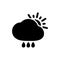 Sun and rain, black flat vector icon isolated; sunshower sign