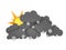 Sun and Rainclouds with Snowflakes on white background. 3d illustration
