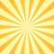 Sun rays background. Orange yellow radiate sun beam burst effect. Sunbeam light flash boom. Starburst poster. Sunlight