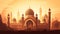 sun rays beaming through spectacular domes of a mosque. Beautiful Islamic religious background illustration