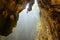 The sun rays inside the cave of Batu