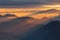 Sun rays over mountains during sunrise from Maly Krivan at Mala Fatra mountains