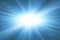 Sun rays. Starburst bright effect, isolated on blue background. Gold light star flash. Abstract shine beams. Vibrant