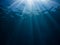 Sun rays under surface of Red Sea, Aqaba, Jordan