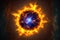 Sun in a realistic model. plasma flares on a solar map. galaxy with a star