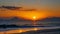 Sun rise from beach Greece