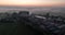 Sun rise in The Netherlands in springsummer, foggy dew in the morning aerial drone overhead view. Holland early morning