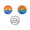 Sun rise, Water wave icon vector template