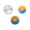 Sun rise, Water wave icon vector template