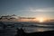 Sun rises through a tree branch at Driftwood beach off Jekyll Island