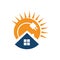 sun and roof design template solar power logo vector icon illustration