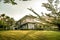 The sun`s rays before sunset illuminated a house in the Taman Dayu housing complex