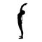 Sun salutating yogi woman silhouette. Hatha yoga back bend pose. Vector illustration