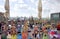 Sun Salutation (Surya Namaskara) in the centre of Moscow, Russia