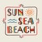 Sun Sea Beach-T-shirt surf design Vector