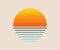 Sun and sea retro symbol. Sunset icon