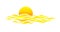 Sun and sea and sunset season image logo with sea waves logo on white background