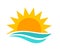 Sun and sea symbol. Summer sunset sun icon