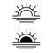 Sun and sea water vector icon. Sunrise illustration sign collection. horizon symbol. sunset logo.