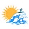 Sun sea wave surf logo