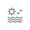 Sun seascape line outline icon