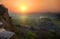 Sun set from Golconda fort in India