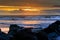 Sun set sky at hokitika beach west coast south island new zealand