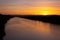 Sun sets behind the Blue Mountains, view along Nepean River