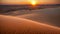 The sun sets over barren desert sand dunes, Digital landscape of a barren desert at sunset, AI Generated