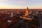 The sun sets over the State Capital Building in Lincoln Nebraska