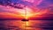 The sun sets in a vibrant display of orange pink and purple colors casting a warm glow over the peaceful ocean waters