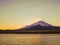 Sun setting behind Mount Fuji, Japan.