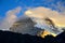 Sun setting on Glacier on Laguna Paron, Peru