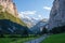 Sun is setting at the Lauterbrunnen Valley Berner Oberland, Switzerland