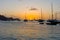 The sun setting over admiralty bay in the grenadines