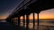 Sun Setting over Canada`s Longest Pier in Semiahmoo Bay at the village of White Rock