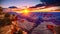 the sun setting over the expansive and awe-inspiring Grand Canyon, showcasing the extraordinary blend of vibrant colors, A