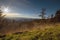 The sun setting over the Great Smoky Mountains of North Carolina