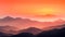 The sun is setting over a mountain range. AI generative image.