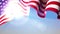 The sun shines through the waving USA flag. USA waving flag on blue sky for banner design. Festive patriotic design. Animated