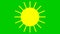 Sun is shining. Animated yellow sun isolated on green background.