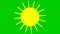 Sun is shining. Animated yellow sun isolated on green background. The sun is spinning. 