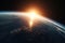 the sun is shining brightly over the earth\\\'s horizon as seen from the space shuttle in this artist\\\'s impression of