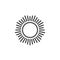 Sun with shinning sunbeams outline icon