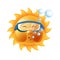 Sun smile or summer cartoon emoticon and emoji sunny face expression.