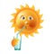 Sun smile or summer cartoon emoticon and emoji sunny face expression.