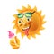 Sun smile or summer cartoon emoticon and emoji sunny face expression.