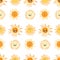 Sun with smile vector repeat pattern for baby design. Cute Sunshine seamless pattern for kids