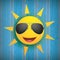 Sun Smiley Sunglasses Wooden Background