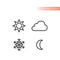 Sun, snowflake, cloud and moon vector icons